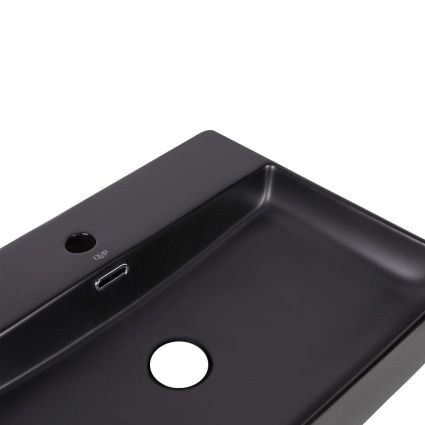 Комплект Qtap Nando LT: Раковина підвісна прамокутна 500х420х120 мм Matt Black + Донний клапан PU03O - 5