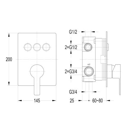 SMART CLICK система душевая скрытого монтажа (смеситель для душа, верхний душ 312*218 мм латунь 2 режима, ручной душ 3 режима, шланг, держатель), хром - 4