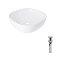 Комплект Qtap Kolibri: Раковина накладна 400x400x140 мм, White, квадратна + Донний клапан Pop-up PU02