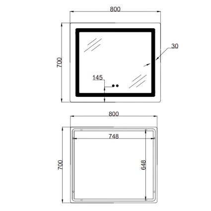 Дзеркало Lidz Kubis 700х800 з LED-підсвічуванням Touch, з антизапотіванням, з димером, рег. яскравості LD78LF904708048447 - 2