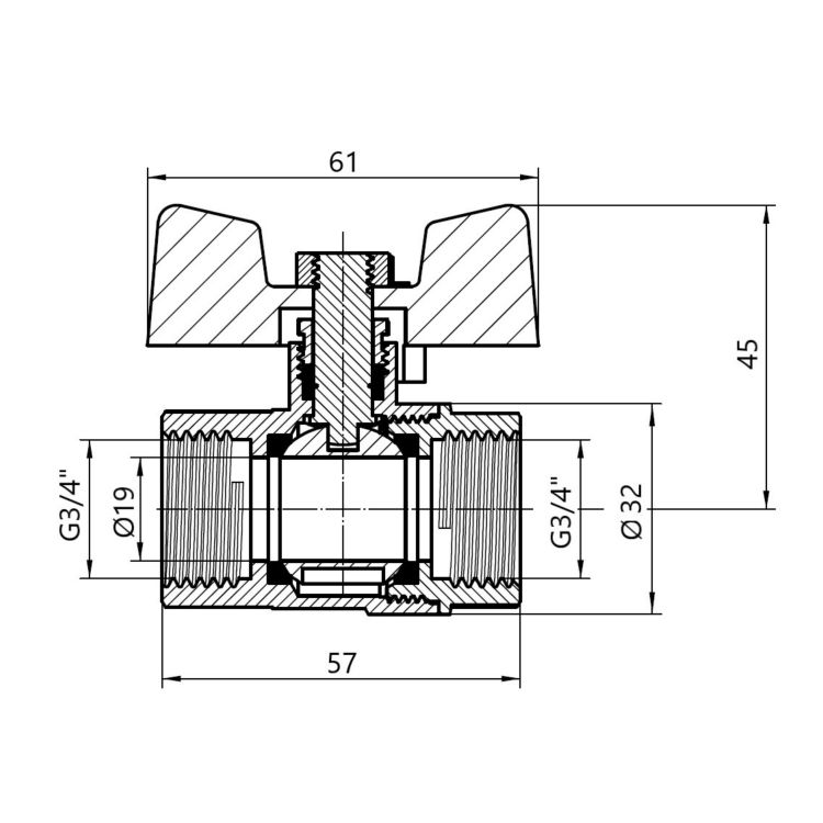 Кран кульовий SD Plus 3/4&amp;quot; БГГ газ PN40 - 2