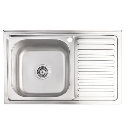 Кухонна мийка Lidz 5080-L Decor 0,8 мм (LIDZ5080LDEC06) - 1