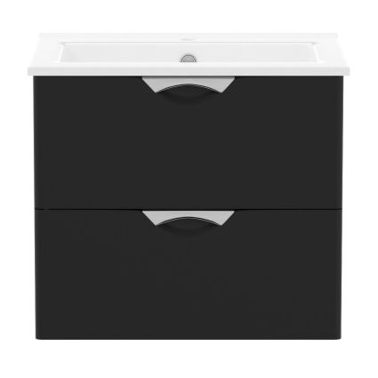 NOVA VLNA M комплект меблів 60см, чорний: тумба підвісна, 2 ящика + умивальник накладний арт i11052 - 2