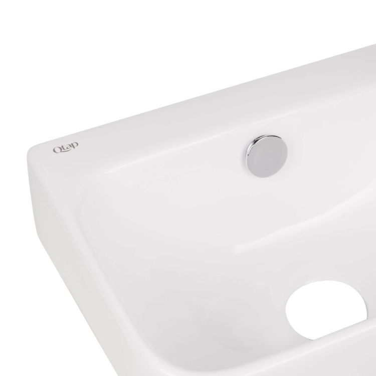 Комплект Qtap Tern: Раковина подвесная прямоугольная правая 450х260х155 мм White + Донный клапан PU02O - 5