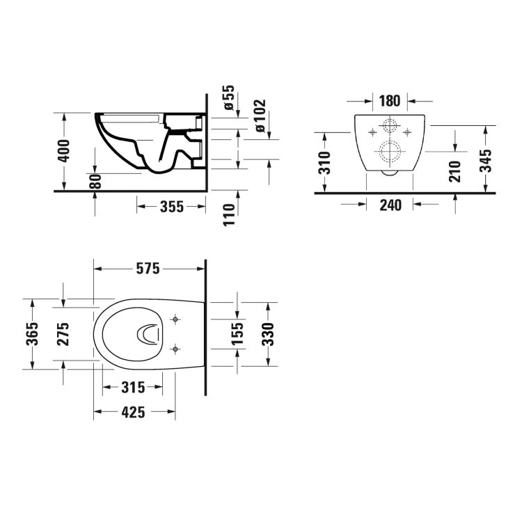 ARCHITEC Rectangular унітаз 57,5 см, підвісний - 2