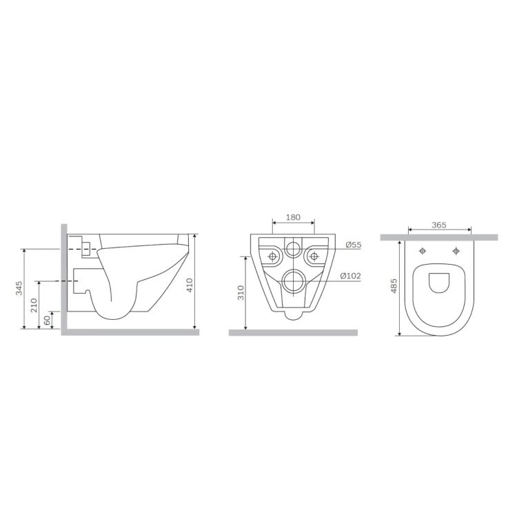 Унитаз подвесной C701700WH Spirit FlashClean, без сидения, AM/PM - 8