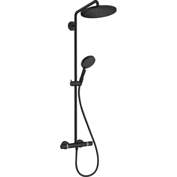 CROMA SELECT S душова система Showerpipe 280, 1jet, з термостатом, з ручним душем Raindance Select S 120, 3jet, чорний матовий - 1