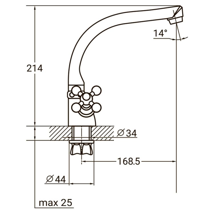 Смеситель PL 1/2&amp;quot; для кухни Г-гусак на гайке AQUATICA (PL-4B255C) - 2
