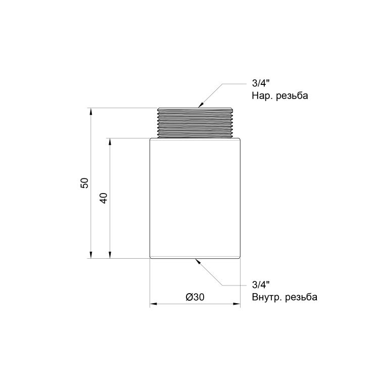 Удлинитель хром 3/4&amp;quot; 40 мм SD1302040 - 2