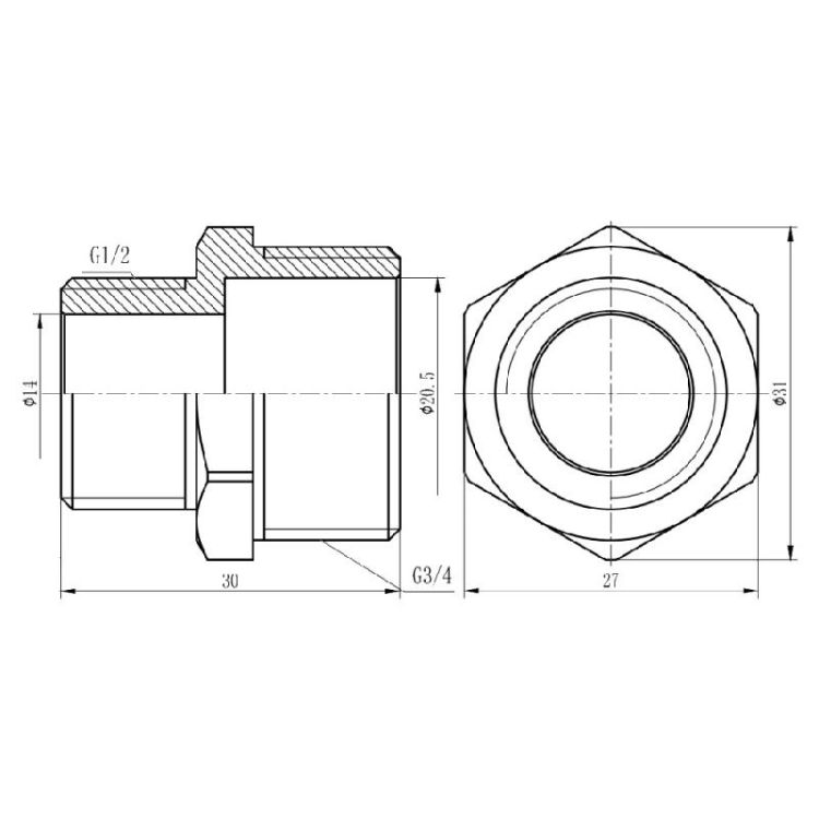 Ніпель редукційний SD Forte 3/4&amp;quot;х1/2&amp;quot; хром - 2