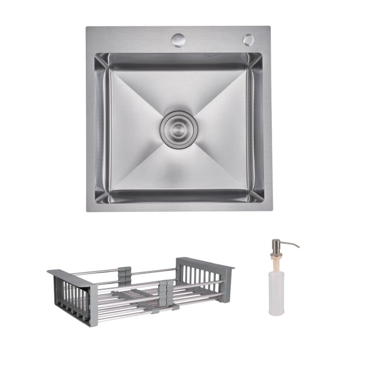 Комплект Lidz Handmade H5050H Мийка для кухні інтегрована Decor Honeycomb у комплекті з дозатором + Lidz K01G Корзина для кухонної мийки - 1