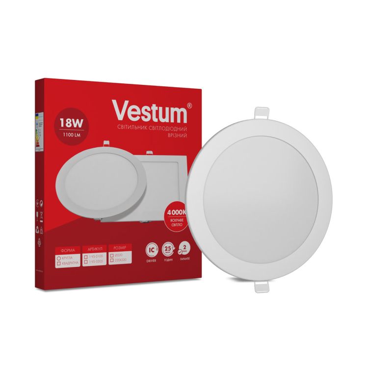 Светильник LED врезной круглый Vestum 18W 4000K 220V - 1