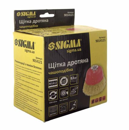 Щетка проволочная чашеобразная Ø125мм М14×2мм (латунированная) Sigma (9014121) - 6