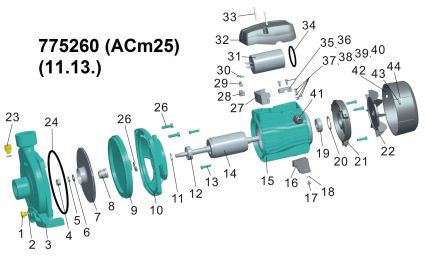 Насос центробежный 0.25кВт Hmax 17м Qmax 80л/мин LEO 3.0 (775260) - 4
