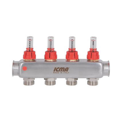 Колектор із витратомірами (нерж.) 1&amp;quot;х4 Icma № К073 - 5