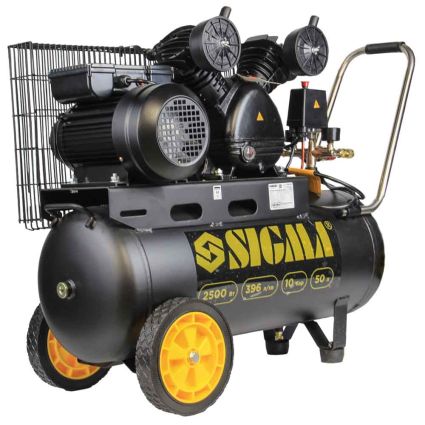 Компрессор двухцилиндровый ременной (V) 2.5кВт 396л/мин 10бар 50л (2 крана) SIGMA (7044131) - 5