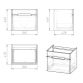 PUERTA комплект меблів 60см сірий: тумба підвісна, 1 ящик + умивальник накладний арт 13-16-016 - 2