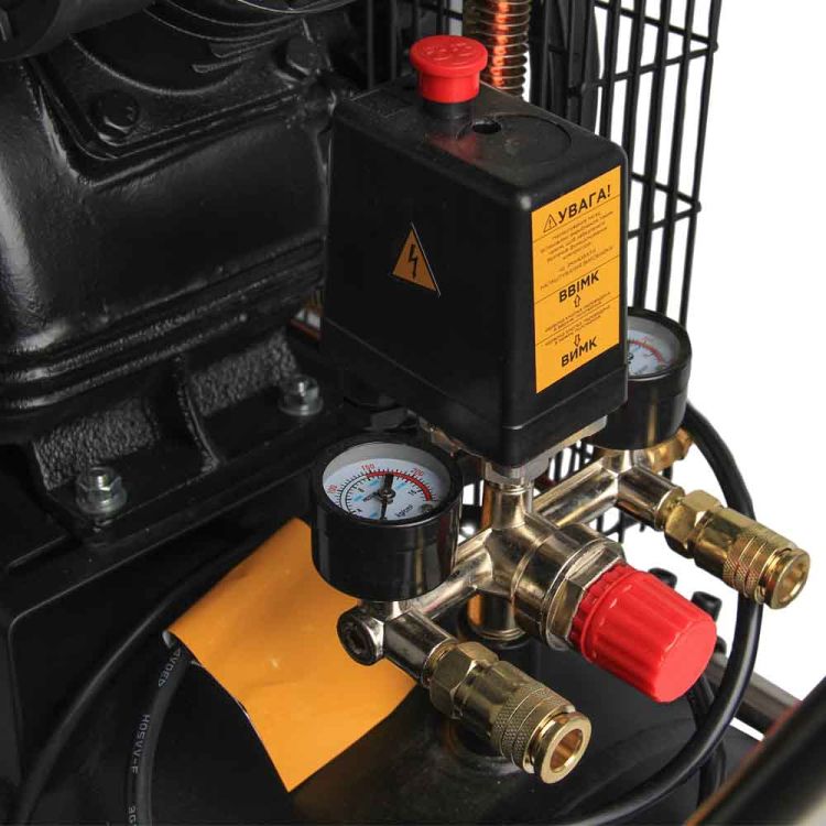 Компрессор двухцилиндровый ременной (V) 2.5кВт 396л/мин 10бар 50л (2 крана) SIGMA (7044131) - 8