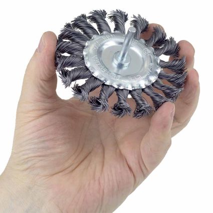 Щетка проволочная дискообразная Ø100мм хвостовик Ø6мм (стальная витая) Sigma (9023101) - 2