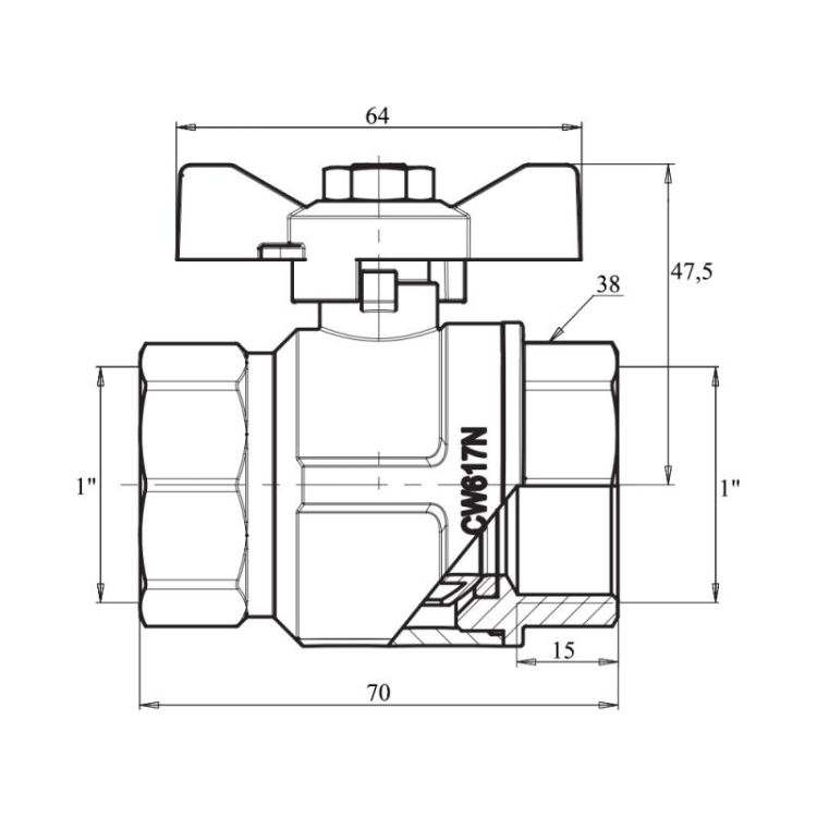 Кран кульовий Icma 1&amp;quot; прямої №349 - 2