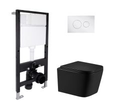 Готове рішення Qtap для ванної кімнати: підвісний унітаз Crow Ultra Quiet 485x340x290 + комплект інсталяції Standard (кругла клавіша Chrome)
