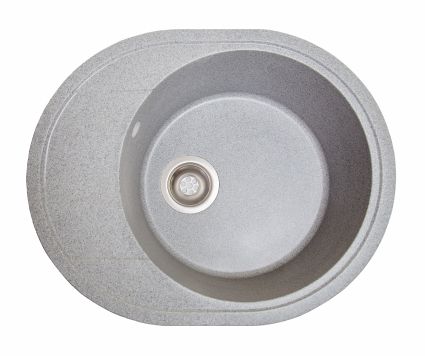 Мийка SOLID Comfy 580*470 сіра зі штучного каменю, з сіфоном - 1