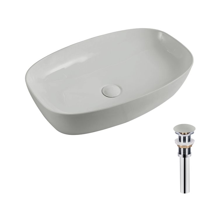 Раковина накладна Qtap Robin 500х380х140 мм, Stone grey, прямокутна, з донним клапаном QT04116302SG - 1