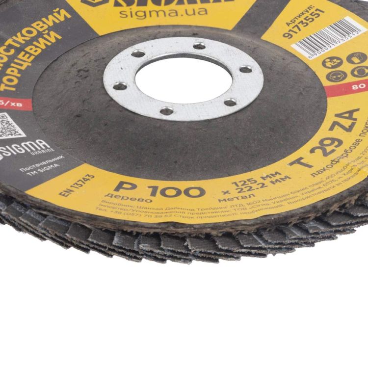 Круг лепестковый торцевой Т29 (конический) ZA Ø125мм P100 Sigma (9173551) - 5