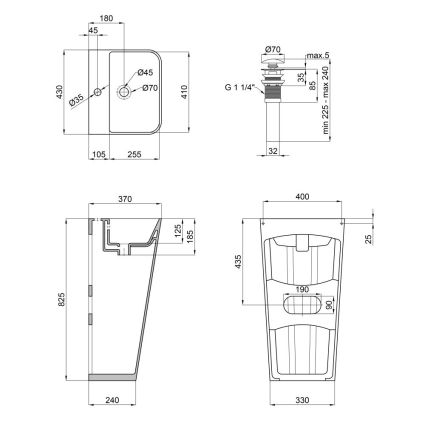 Комплект Qtap Tern: Раковина напольная моноблок 440х380х830 мм White + Донный клапан PU02O - 2