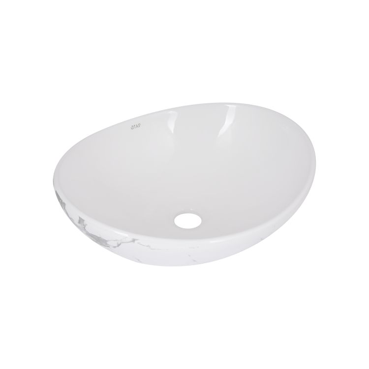 Раковина накладна Qtap Dove 415x340x140 мм, Marble, овальна, з донним клапаном QTDOV188SB49785 - 1