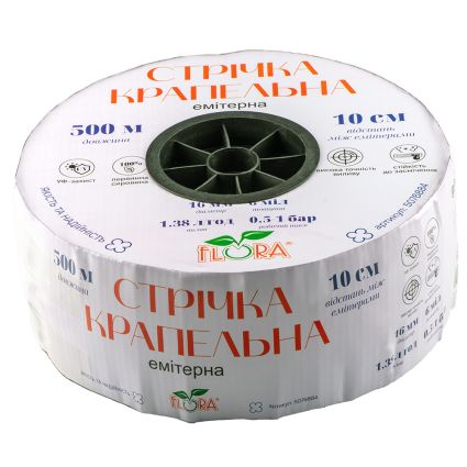 Стрічка крапельна з плоским емітером Ø16мм 10см 6мил 1.38л 500м FLORA (5076884) - 2