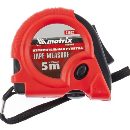 Рулетка Rubber, 5 м х 19 мм, обрезиненный корпус MTX 310029 - 1