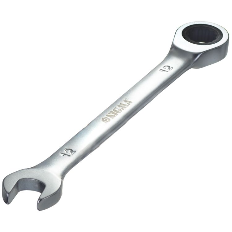 Ключ рожково-накидной трещоточный 12мм CrV satine Sigma (6022121) - 6
