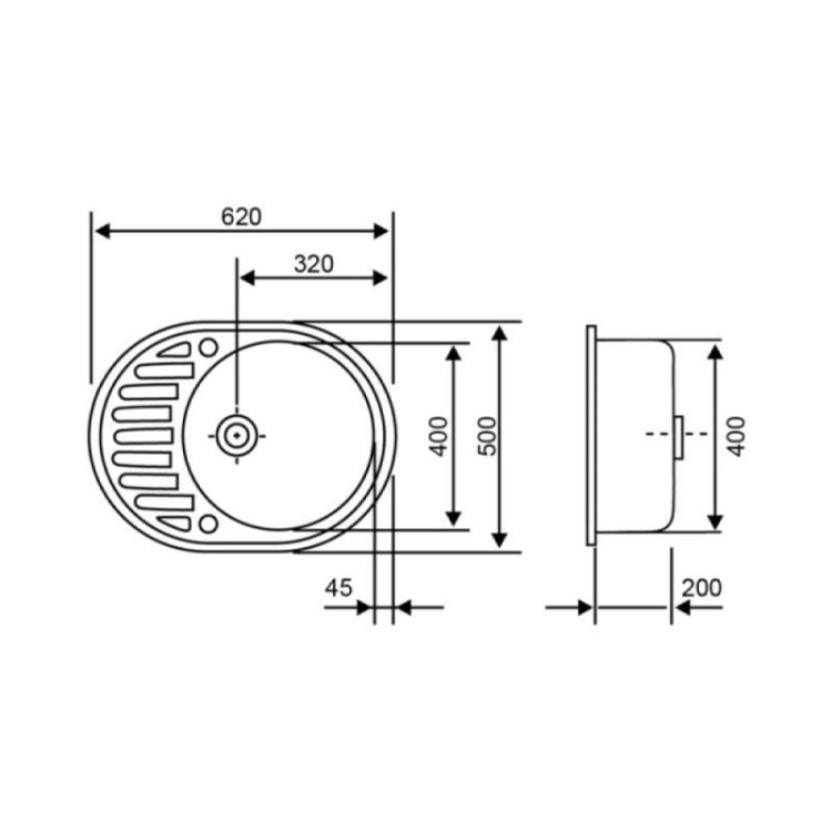 Кухонная мойка Lidz 620x500/200 GRA-09 (LIDZGRA09615500200) - 2