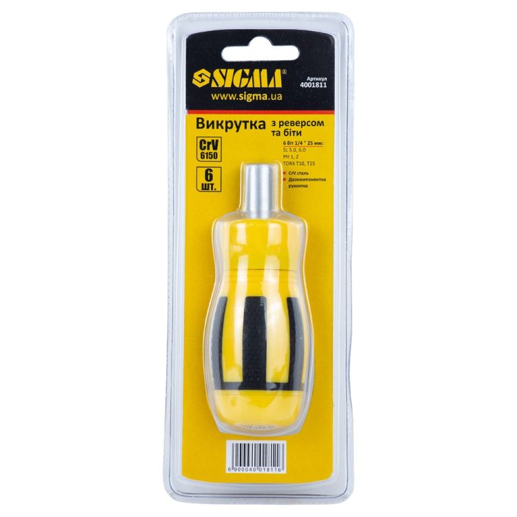 Отвертка с реверсом MINI + биты 6шт CrV Sigma (4001811) - 8