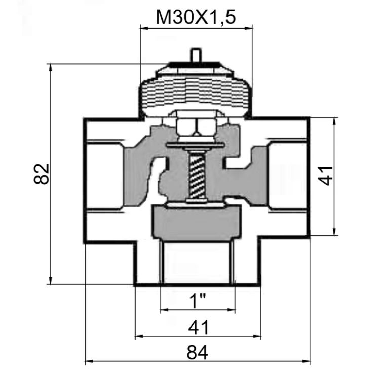 Кран триходовий змішувальний SD Forte 1&amp;quot; М30х1,5 з термоголовкою - 2