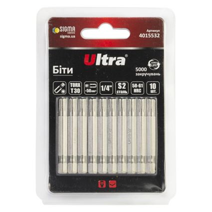 Біти TORX 30×50мм ¼ &amp;quot; 10шт S2 (блістер) ULTRA (4015532) - 1