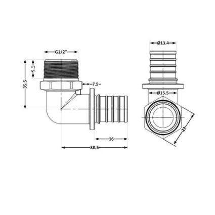 Кутник натяжний 16х1/2 з №1036 51036ADBO05 Icma - 2