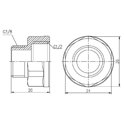 Переход SD Forte 1/2&amp;quot;х3/8&amp;quot; ВН - 2