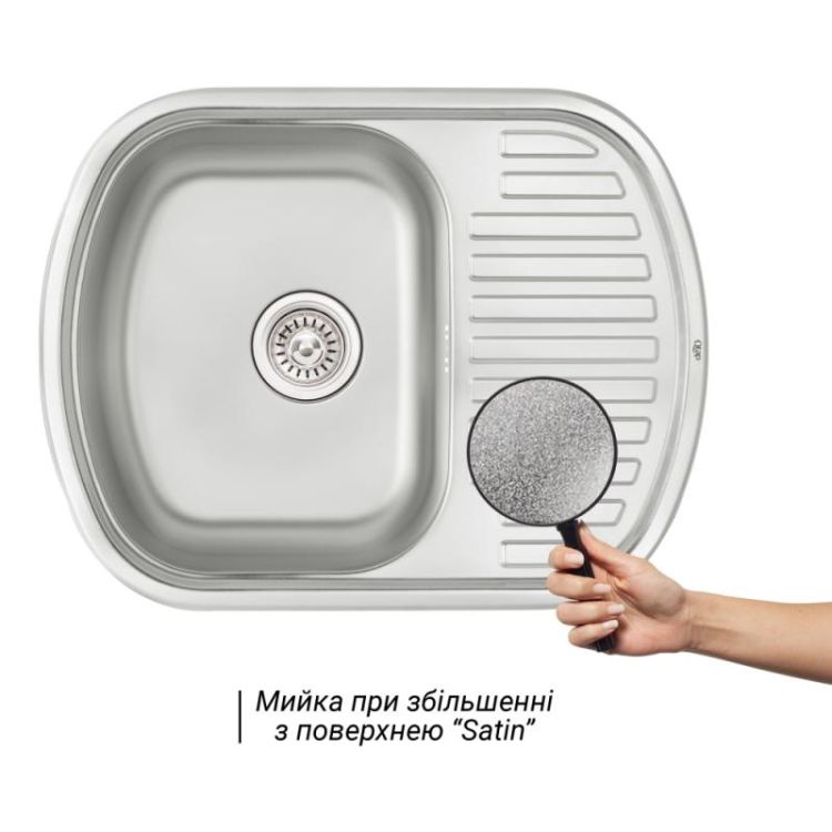 Кухонна мийка Qtap 6349 Satin 0,8 мм (QT6349SAT08) - 3