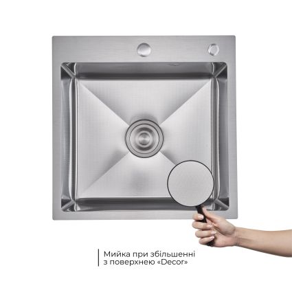 Lidz Handmade H5050H Мийка для кухні інтегрована Decor Honeycomb 2,5/0,5 мм LDH5050DEC48365 - 3