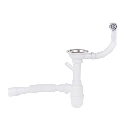 Сифон для кухонной мойки Lidz (WHI) 60 08 E001 01 ECO с круглым переливом (выход 50 мм) - 1
