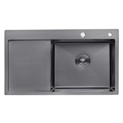 Мийка для кухні інтегрована Lidz Handmade H7849BR (LIDZH7849BRPVD3008) Brushed Black PVD 3,0/0,8 мм - 1