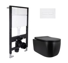 Готове рішення Qtap для ванної кімнати: підвісний унітаз Taurus Ultra Quiet 515x360x350 + комплект інсталяції Standard (лінійна клавіша White)