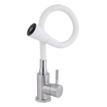 Змішувач для кухні Lidz Aria 015F31 з гнучким виливом (k35) LDARI015F31WNK36981 White/Nickel - 3