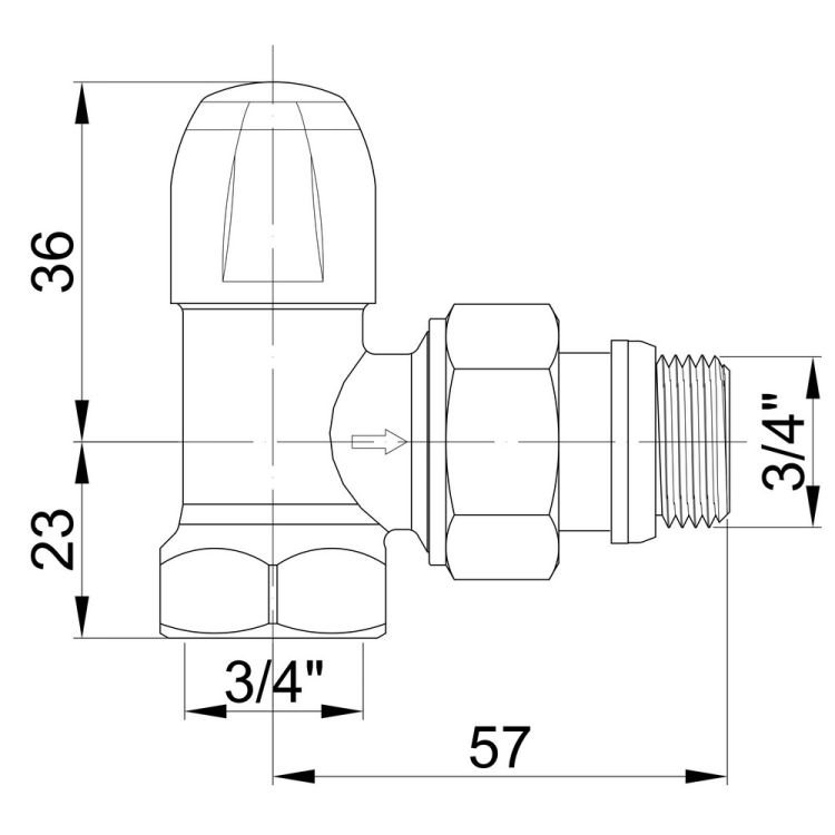 Кран д/рад. кутовий 3/4&amp;quot; нижній з антипротіканням 805+940 ICMA - 2