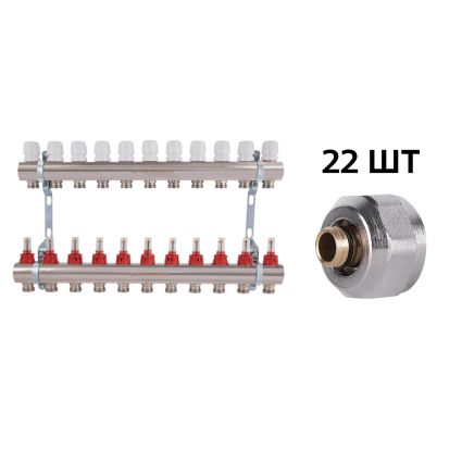 Комплект: Thermo Alliance Standart Колектор латунний з витратомірами 1&amp;quot;х11 SD235W11 + SD Євроконус 3/4''х16×2 SD346 - 1