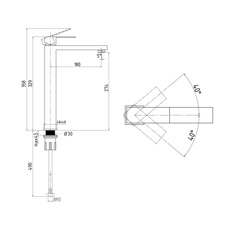 Змішувач для раковини високий Lidz Helix 001FH (k35) LDHEL001FHNKS49179 Nickel - 2