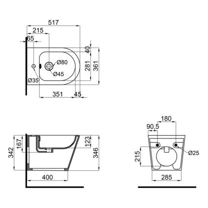 Биде подвесное Qtap Scorpio QT1455053FMB - 2