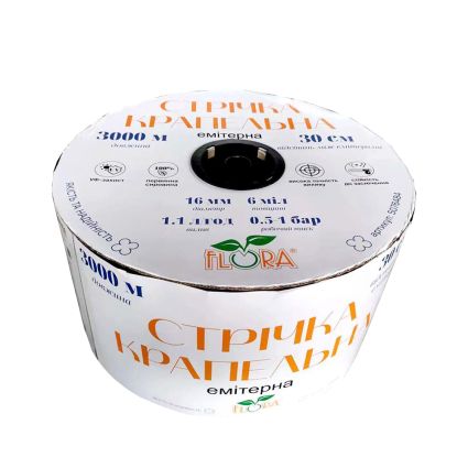 Лента капельная с плоским эмиттером Ø16мм 20см 6мил 1.38л 500м FLORA (5076604) - 1